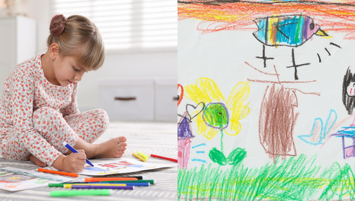 toddler-coloring-and drawing-on-paper-at-home