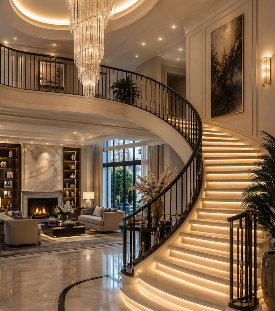 modern-bathroom-with-soft-led-mirror-lighting-and-staircase-design