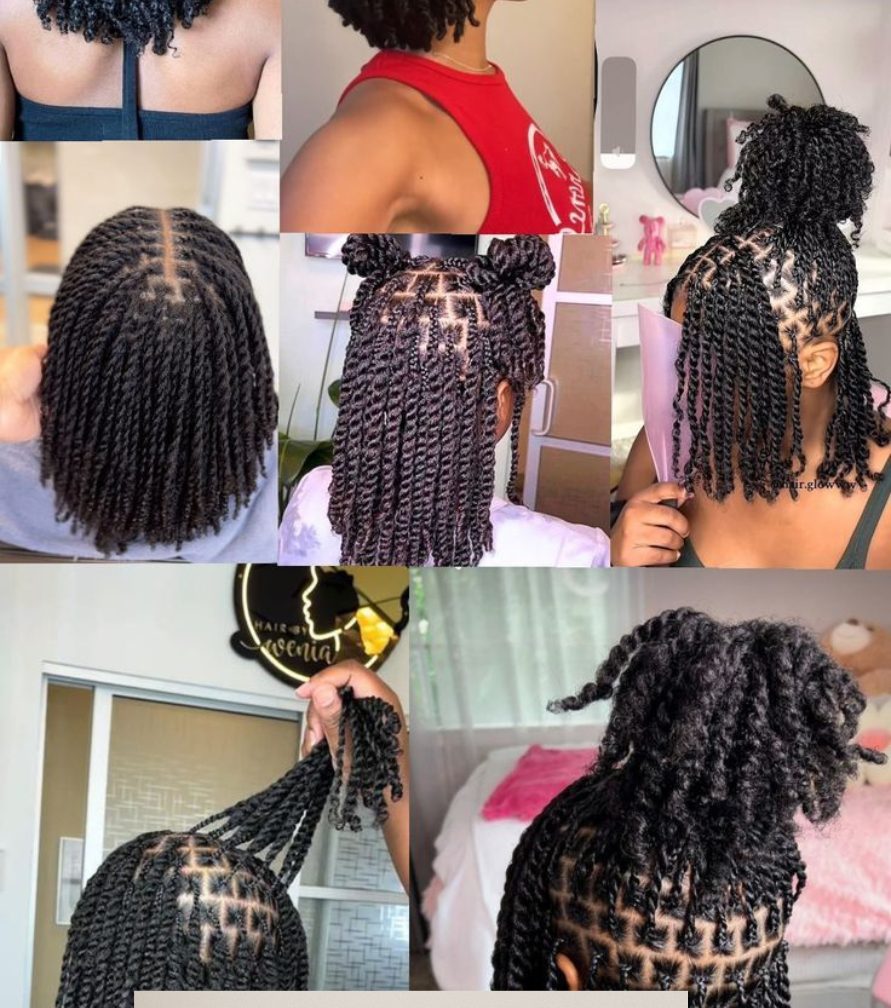 two-side-packed-mini-twists-cute-busy-mom-natural-hairstyle-practical-look