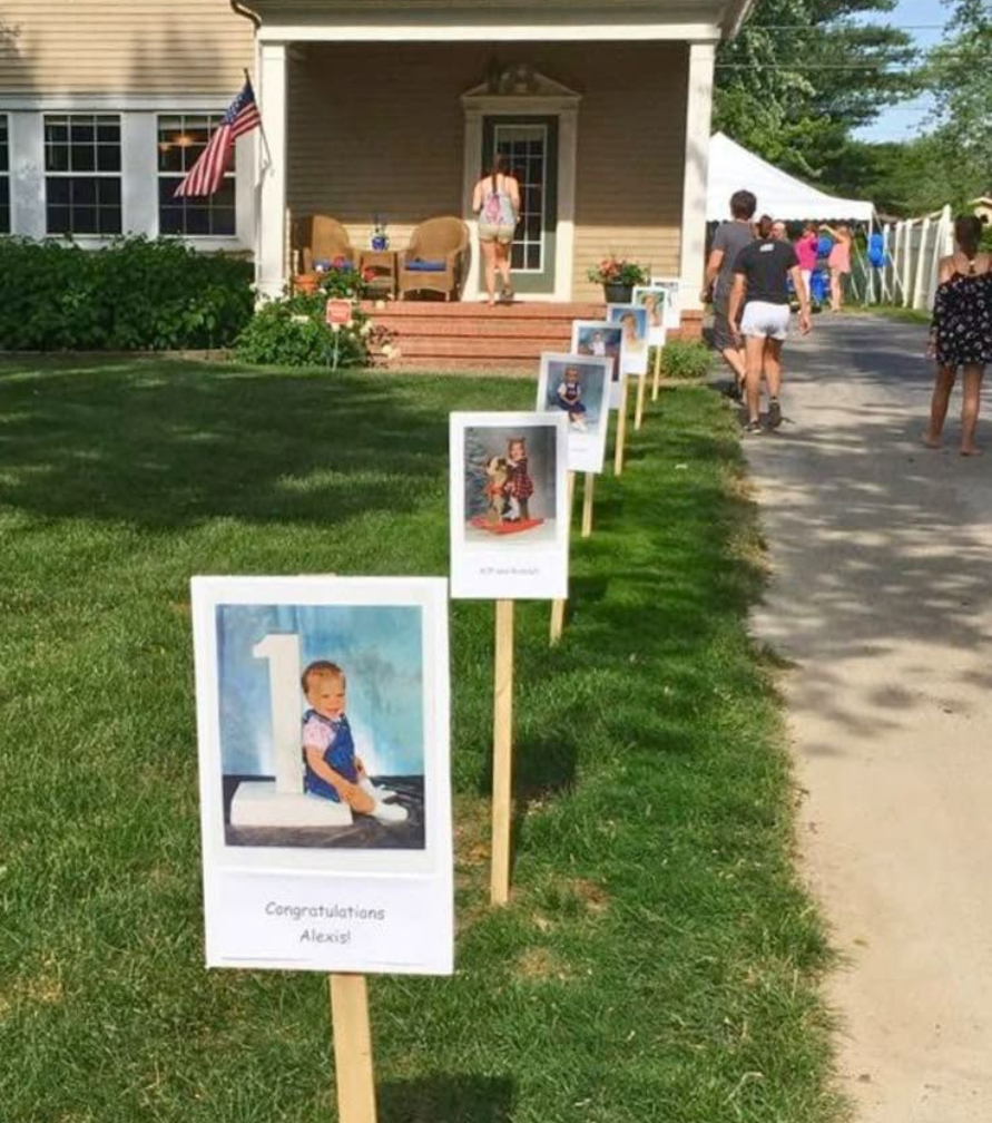 graduation-memory-lane-photo-table-at-home