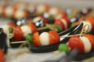 Mini-Caprese-Skewers-baby-shower-foods