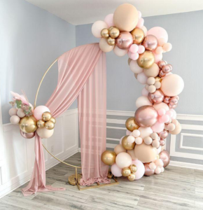 peach-fabric-baby-shower-welcome-sign