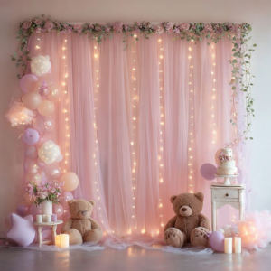 sheer-tulle-curtain-baby-shower-backdrop
